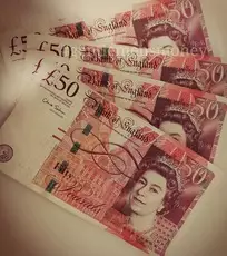 Counterfeit 50 British pounds